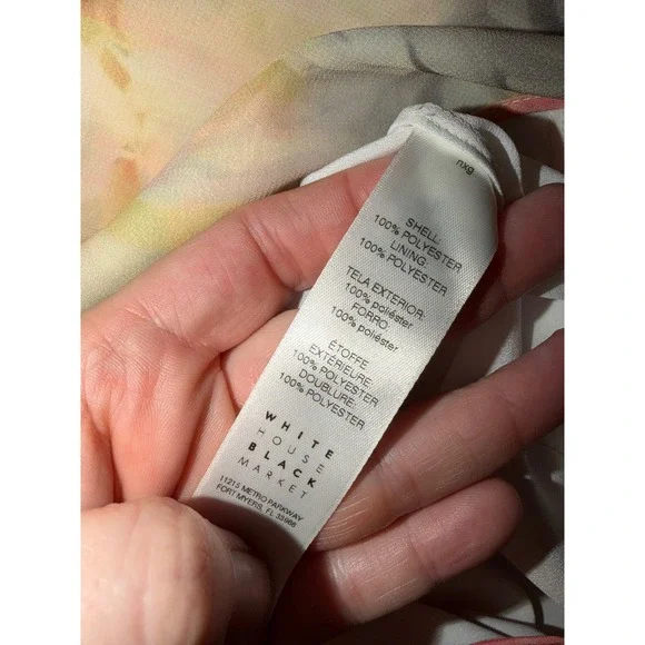 White House Black Market Floral Cold Shoulder Sleeve Dress Pink Yellow 4 H1 - Picture 10 of 10